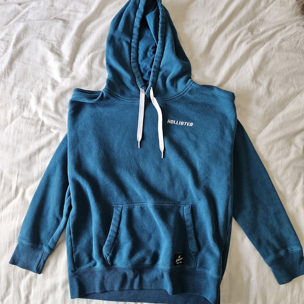 Hollister Men's Teal Hoodie Sweater